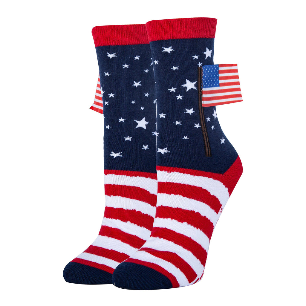 Liberty and Happiness Women's 3D USA Flag Crew Socks