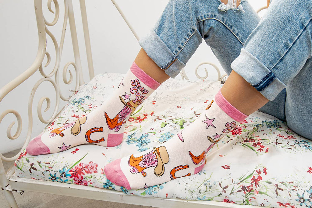 Giddy Up Women's Western Cotton Crew Socks