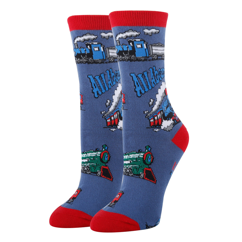 All Aboard Women's Train Cotton Crew Socks