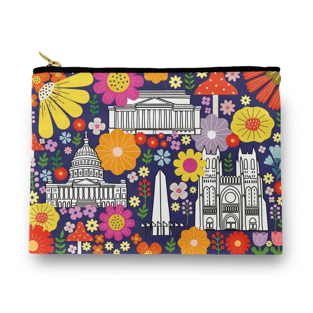 Cosmetic Bag - Groovy Washington DC Flowers
