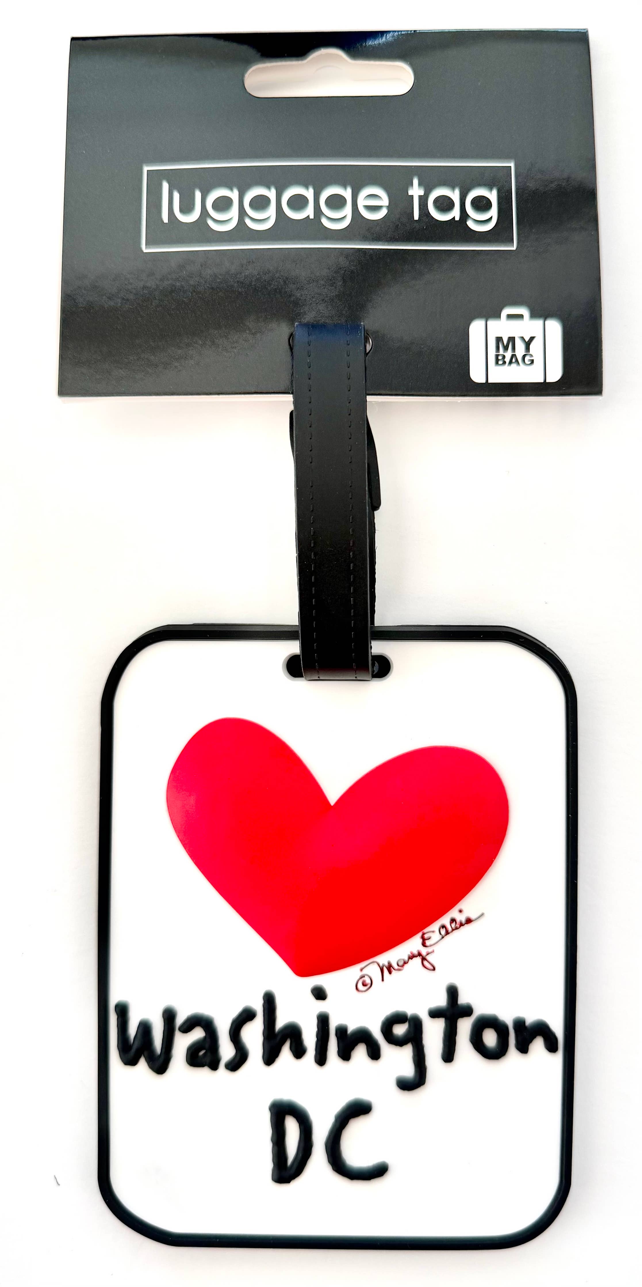 Washington DC Heart 3-D Luggage Tag
