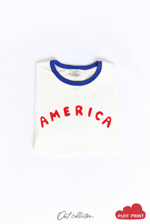 America Puff Ringer Graphic T-Shirt