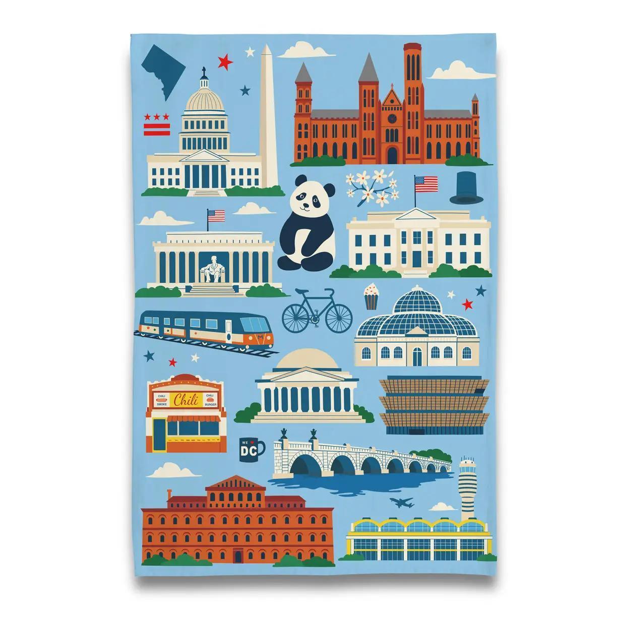 Tea Towel - Blue Buildings Washington DC