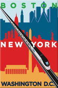 Poster Print - Amtrak Boston, New York, Washington DC