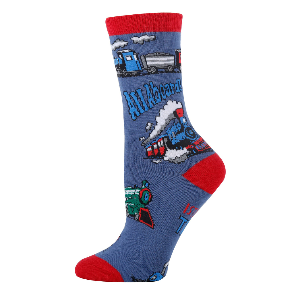 All Aboard Women's Train Cotton Crew Socks