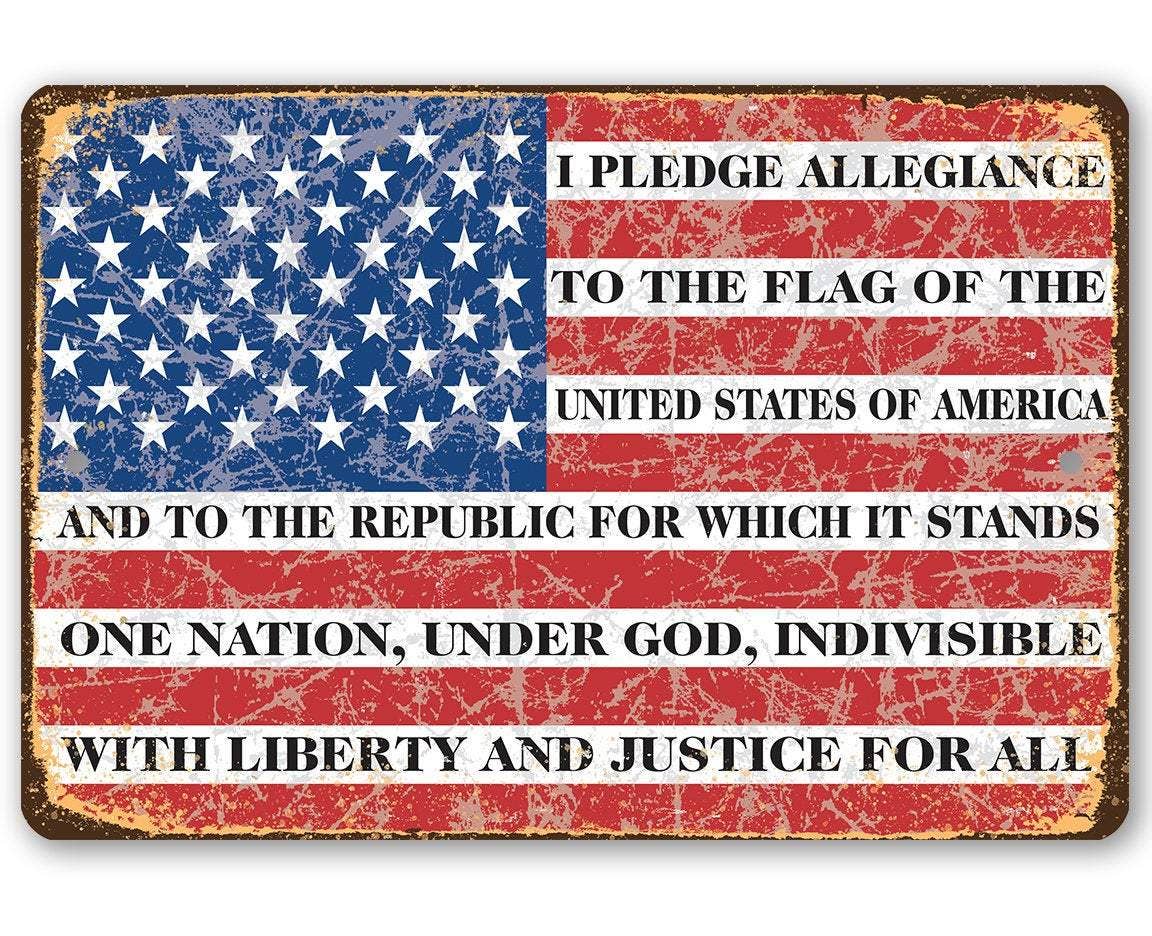 Pledge Allegiance Metal Sign