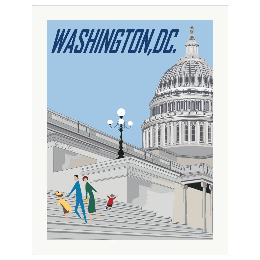 Family Visiting DC's US Capital Building Magnet