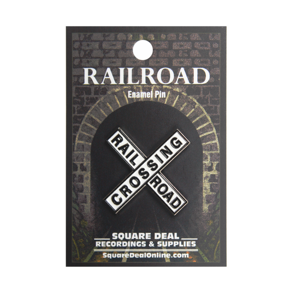 Enamel Pin - Railroad Crossing - White Train Traffic Sign