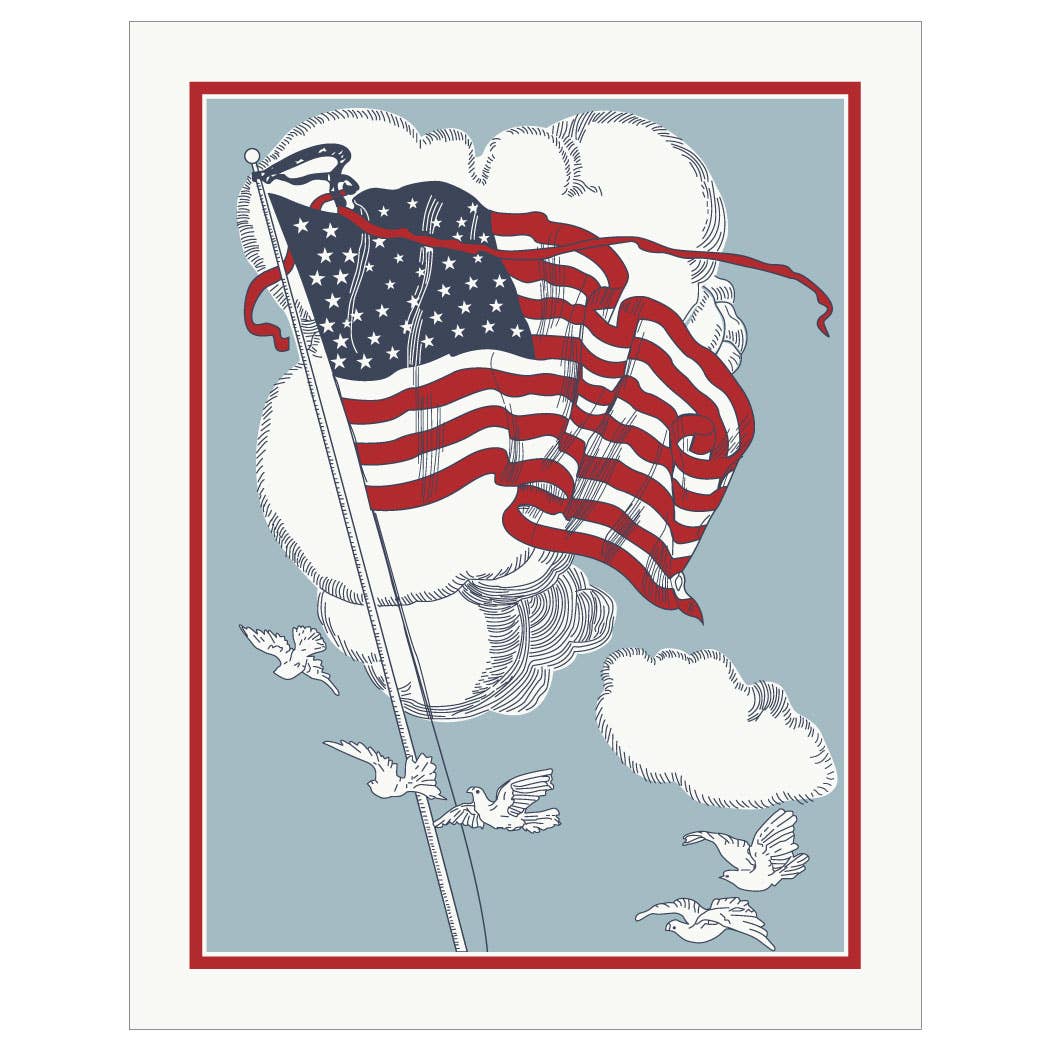 Flowing American Flag & Clouds Magnet