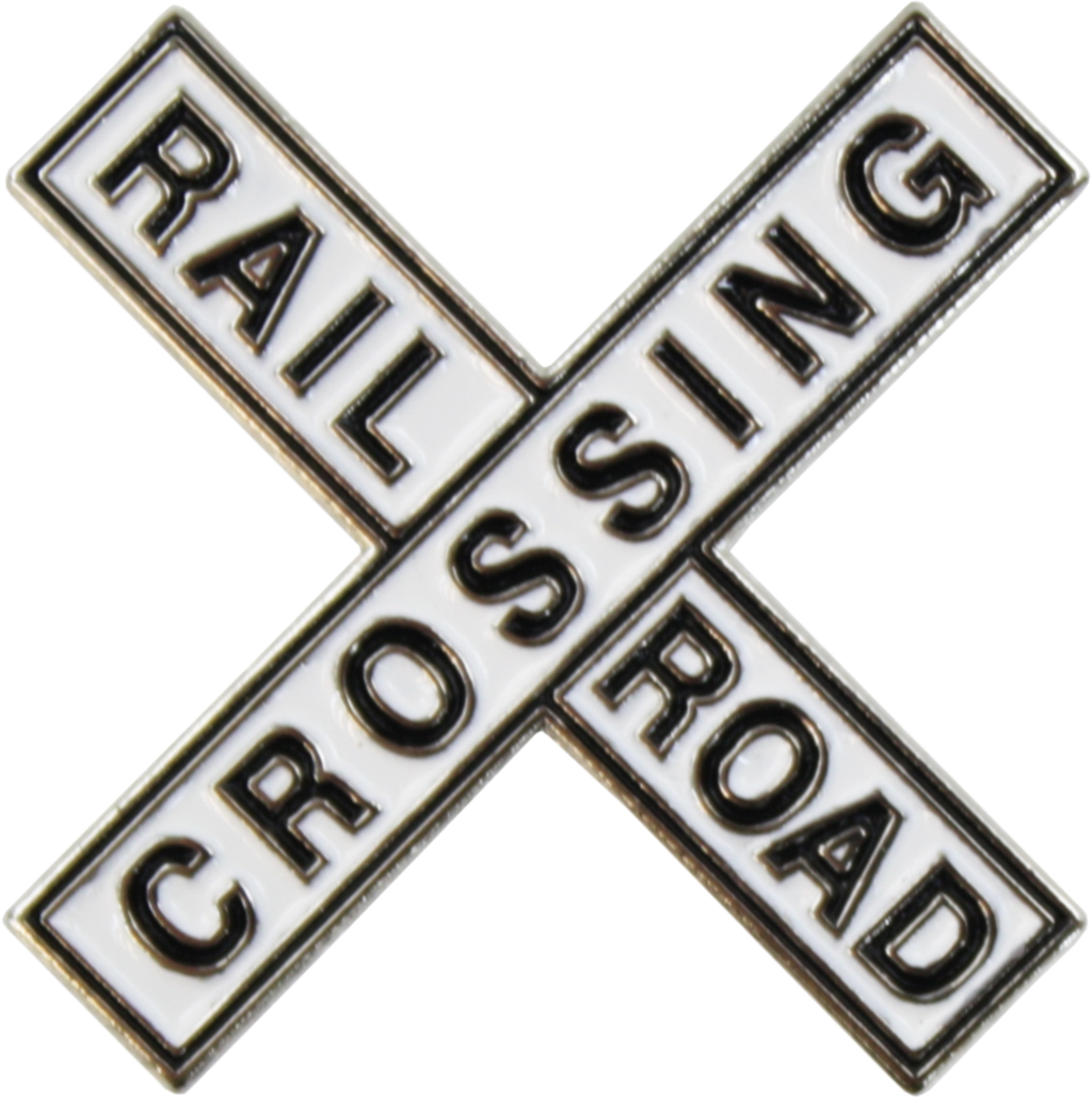 Enamel Pin - Railroad Crossing - White Train Traffic Sign