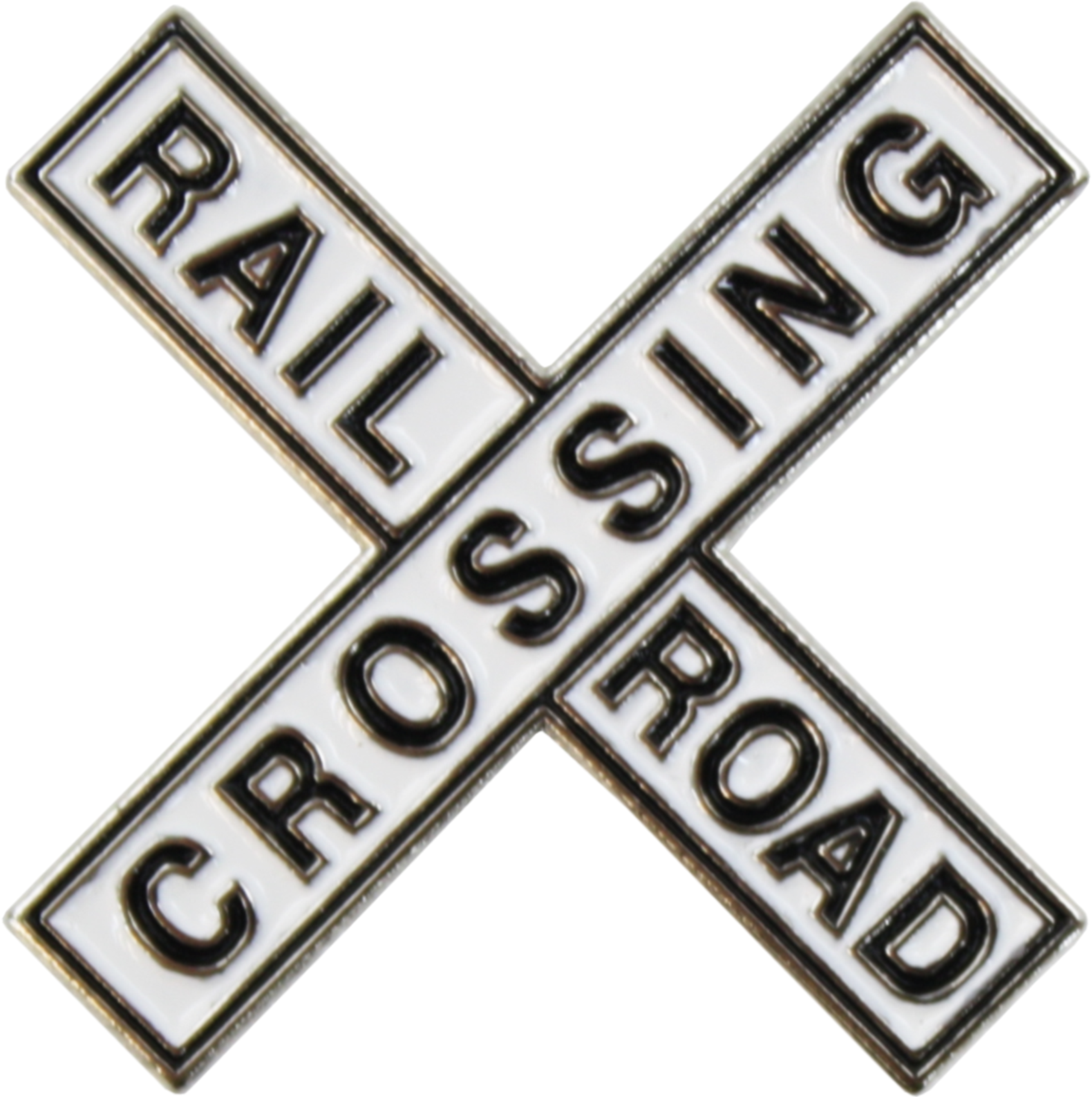 Enamel Pin - Railroad Crossing - White Train Traffic Sign