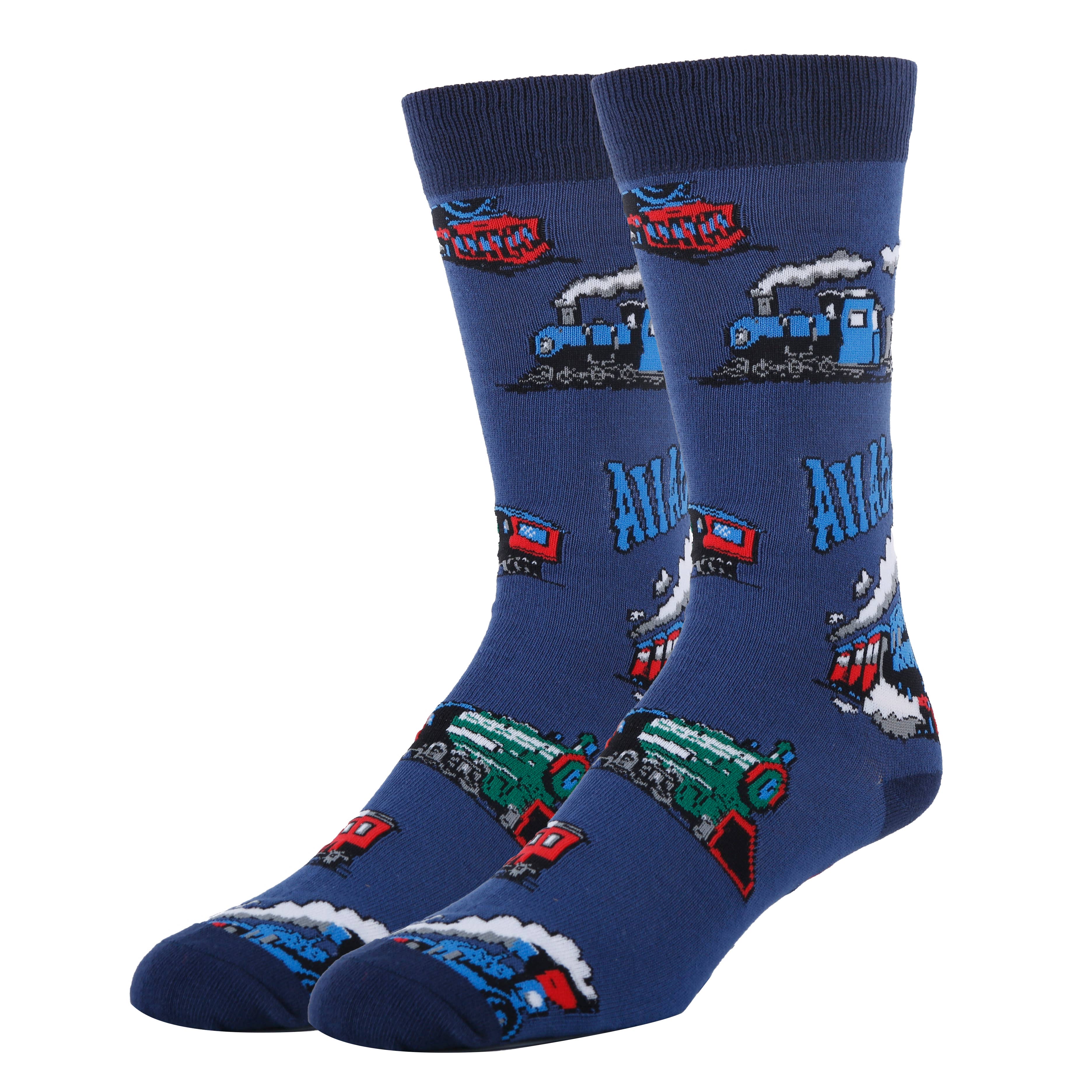 All Aboard Men's Train Cotton Crew Socks