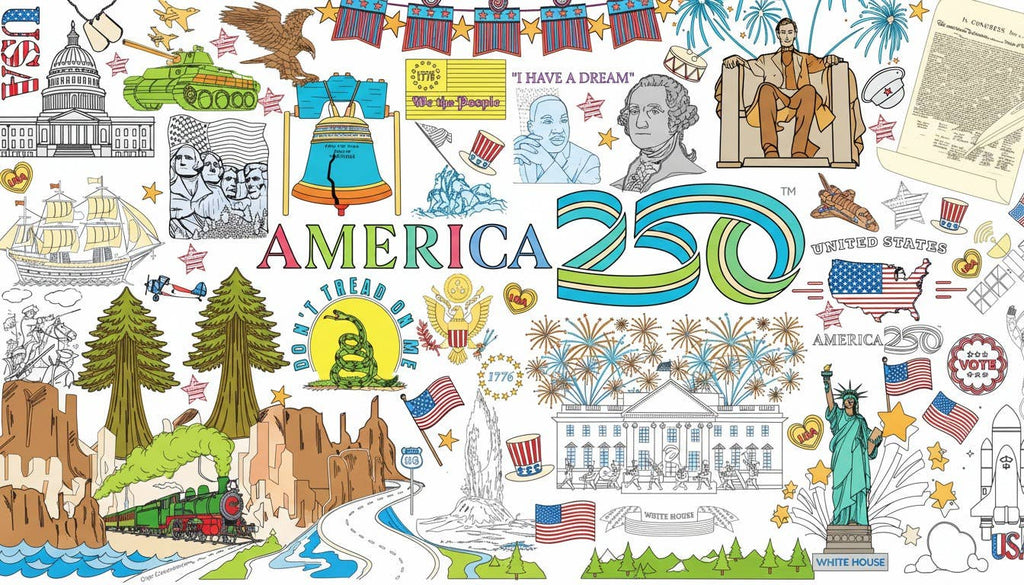 USA Patriotic America 250 Coloring Tablecloth