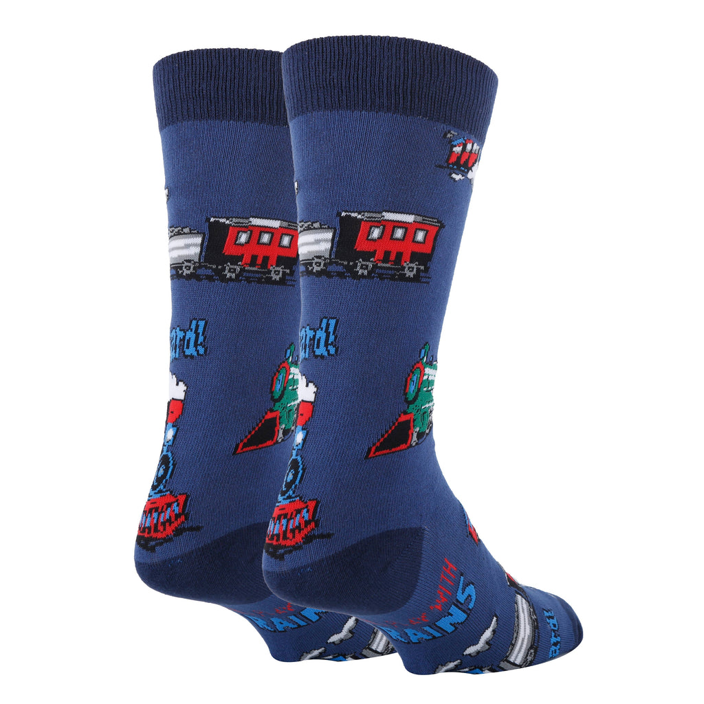All Aboard Men's Train Cotton Crew Socks