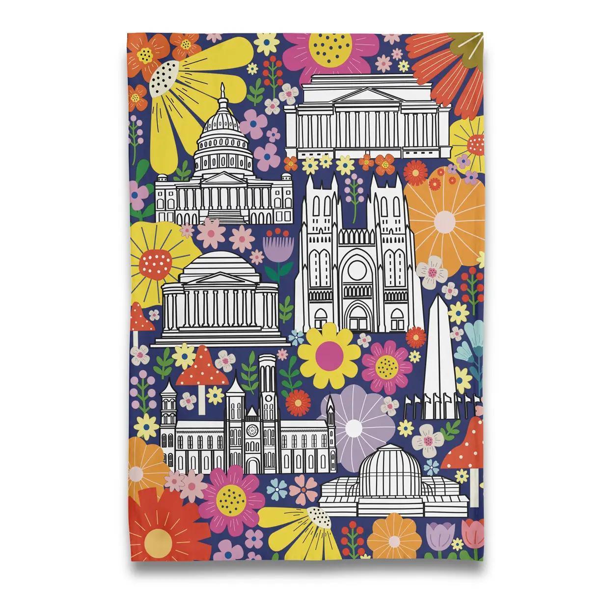 Tea Towel - Groovy Washington DC Flowers