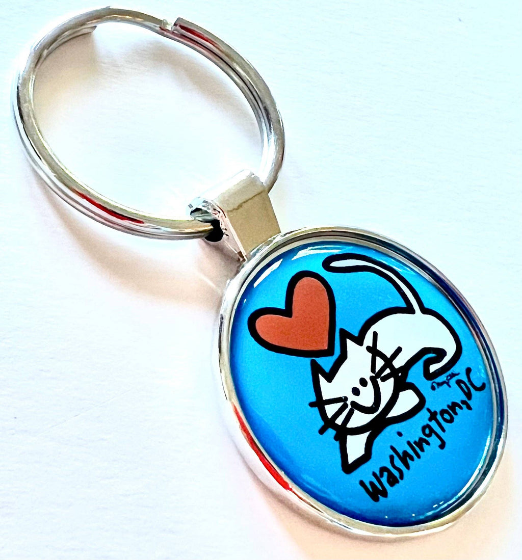 Washington DC Cat Keychain | Washington DC Key Ring Souvenir