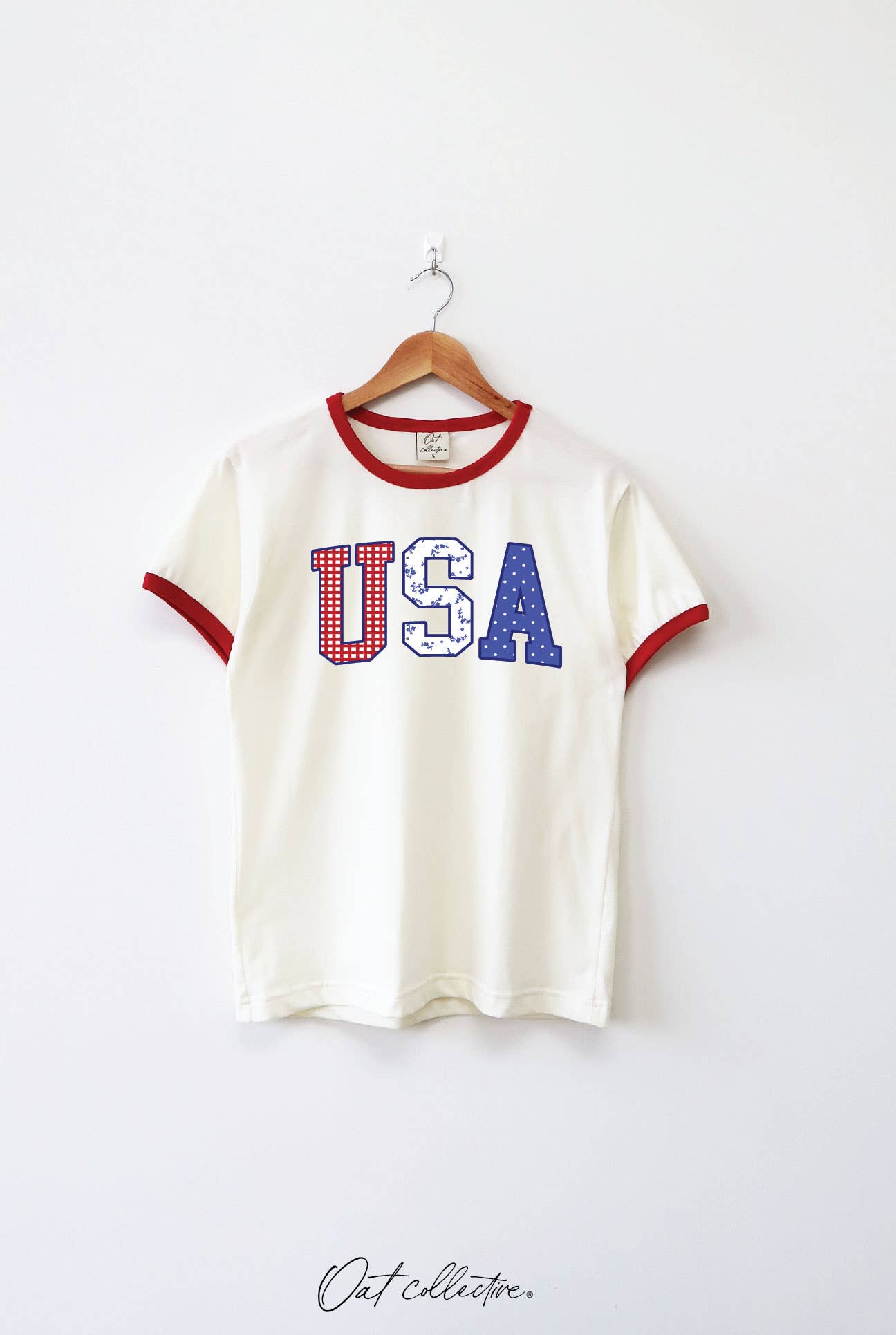 USA Pattern Ringer Graphic T-Shirt