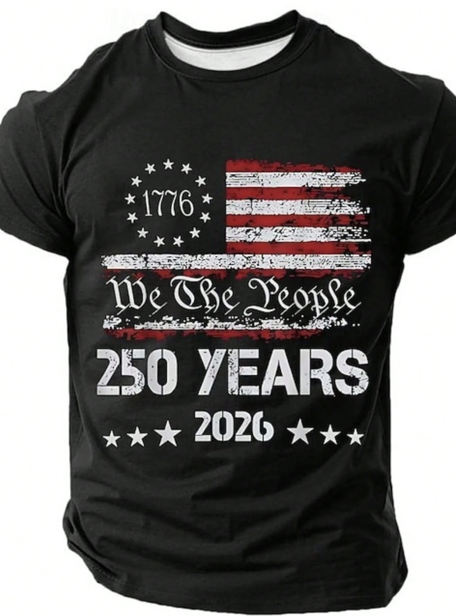 T-Shirt We The People 1776 With Flag 250 Black