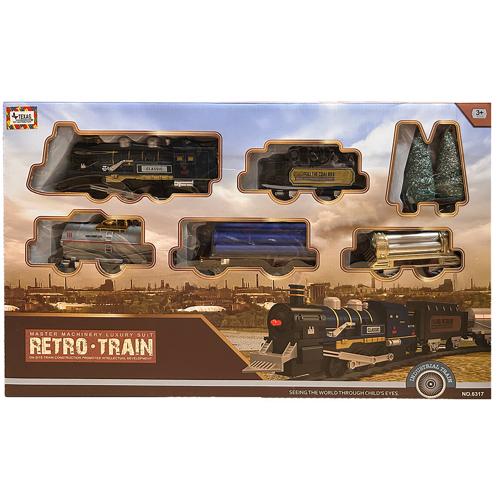 Retro Train Set with Assorted Cars & Tracks