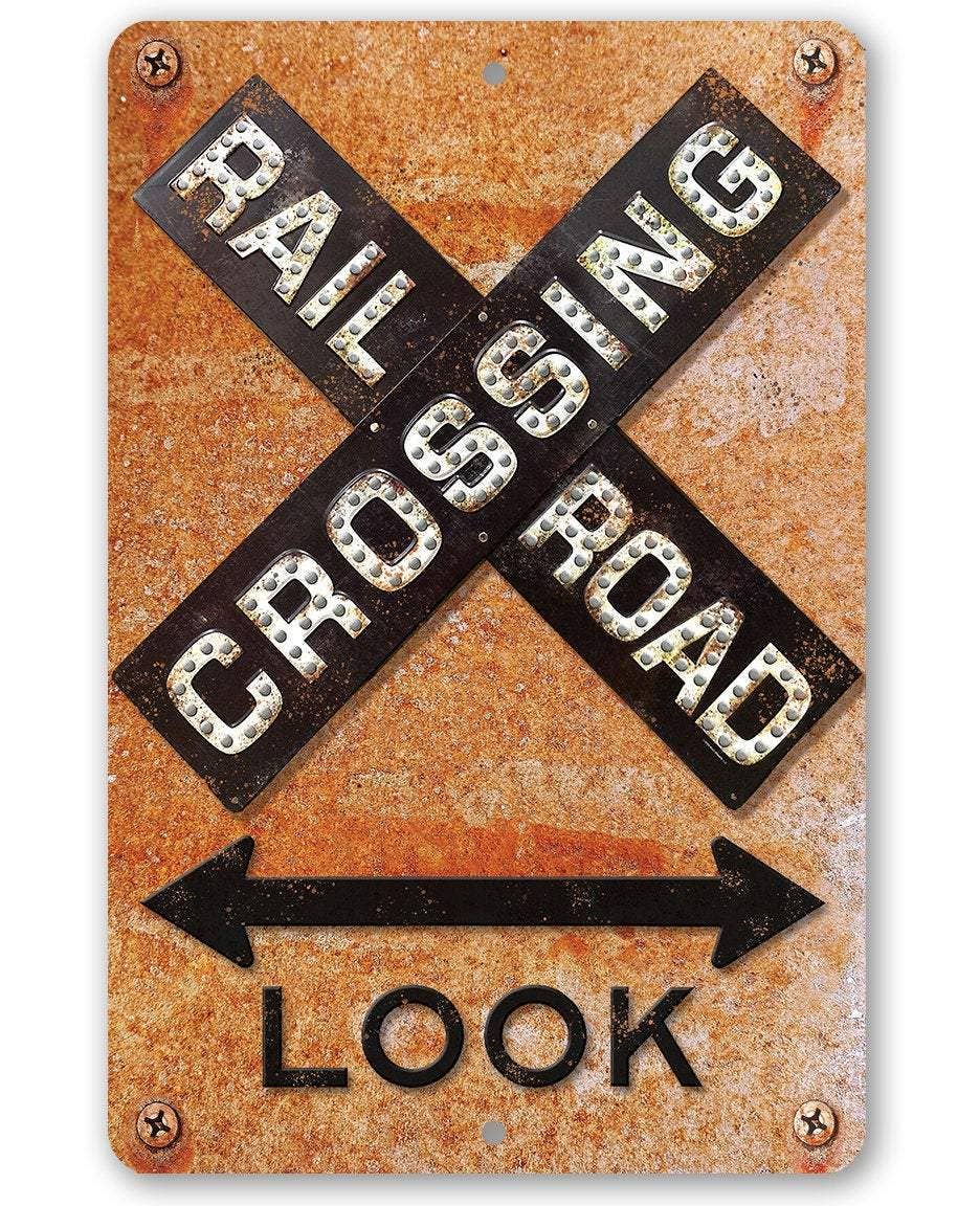 Railroad Crossing Metal Sign